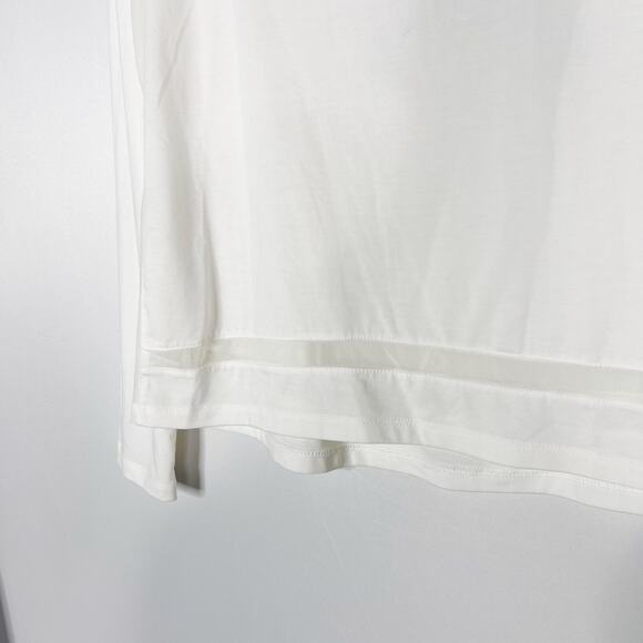 Athleta Small White Essence Mesh Trim Long Sleeve Top Crew Neck Lyocell Stretch - Picture 4 of 10